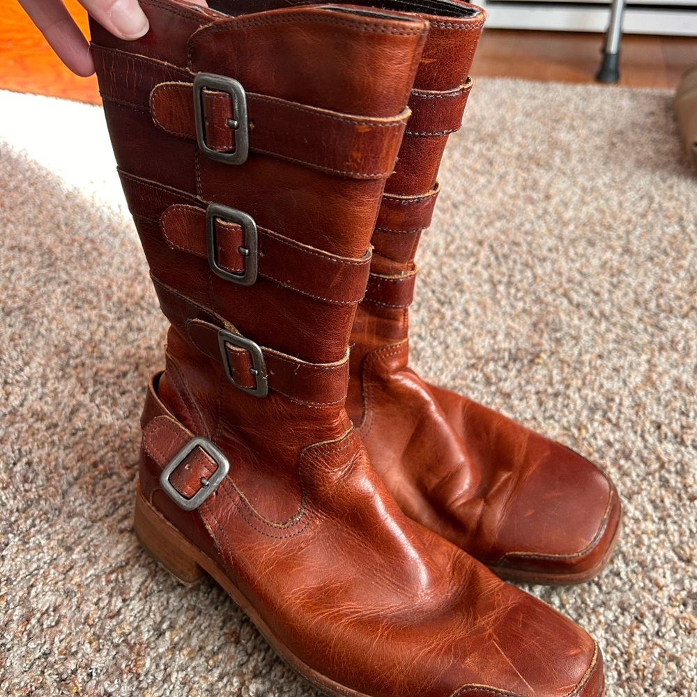 Brown Leather Combat Boots